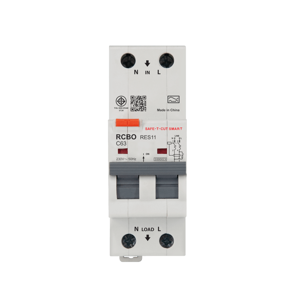 เบรกเกอร์กันไฟดูด 63 แอมป์ 2 โพล เซฟ-ที-คัทสมาร์ท RES11 (TYPE A) สีขาว_0